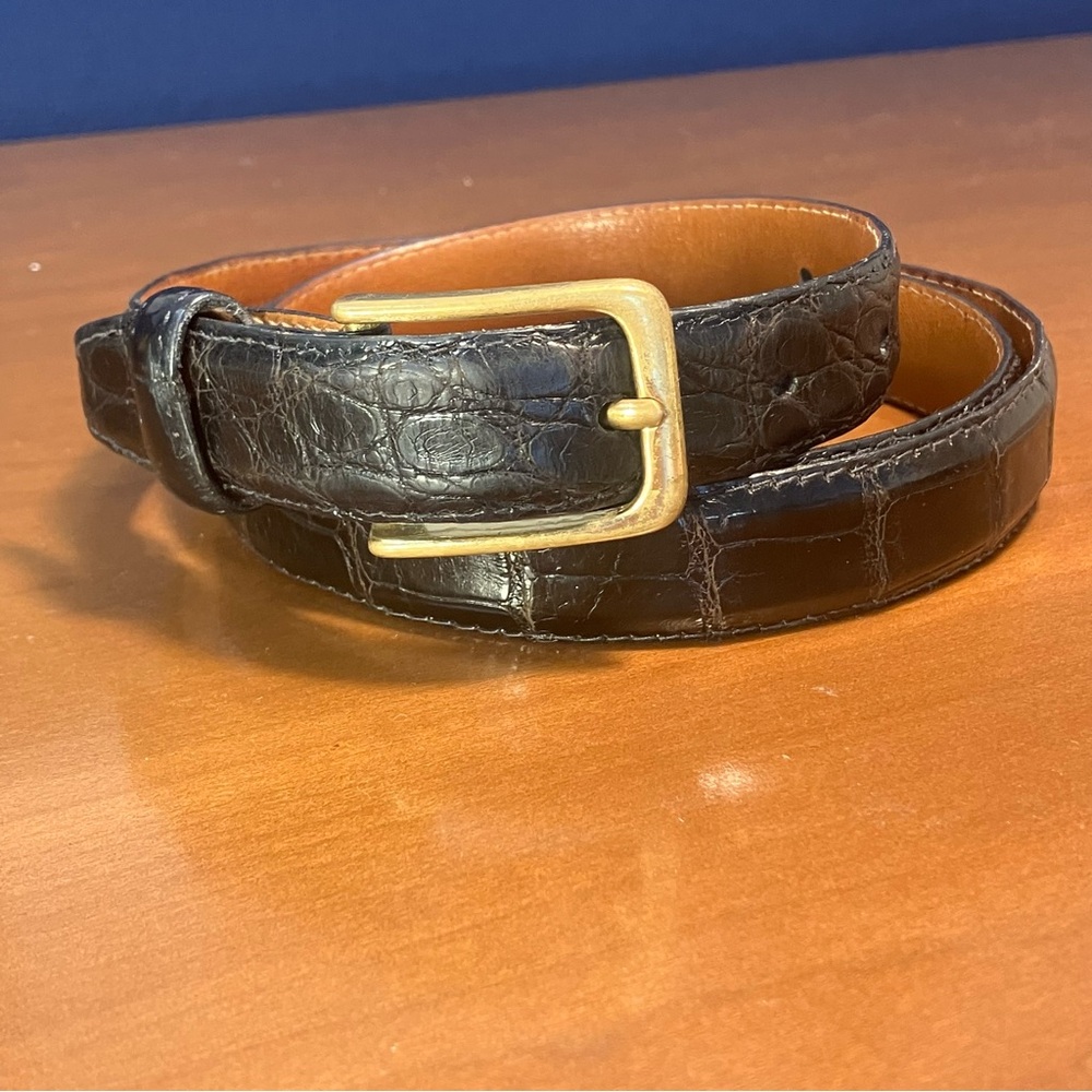 Brooks Brothers size 42 vintage genuine alligator belt brass buckle Made in USA